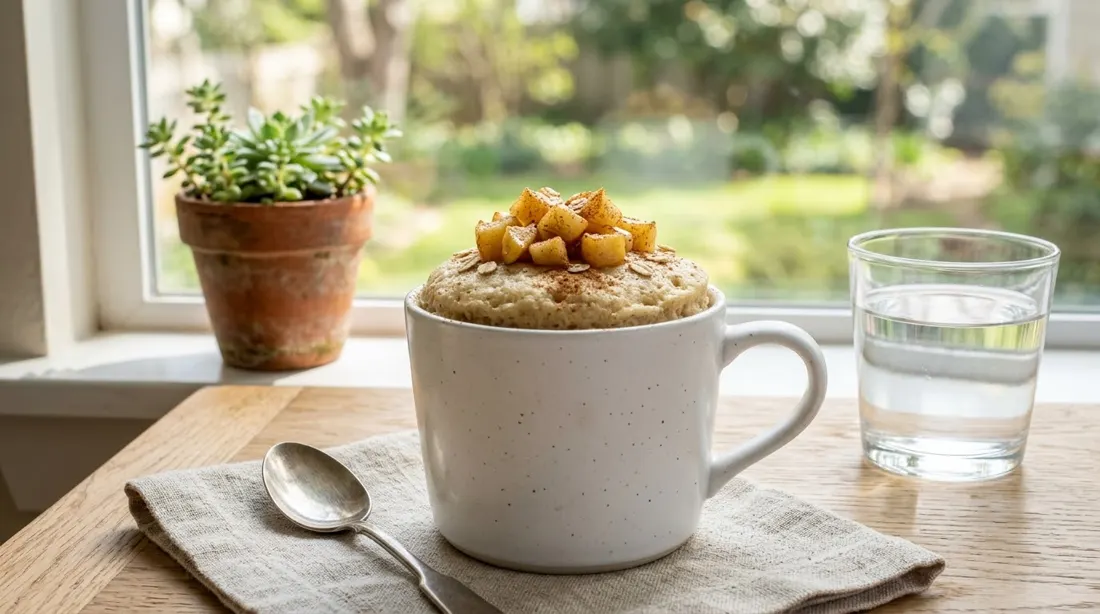 Bizcocho de avena y manzana en taza