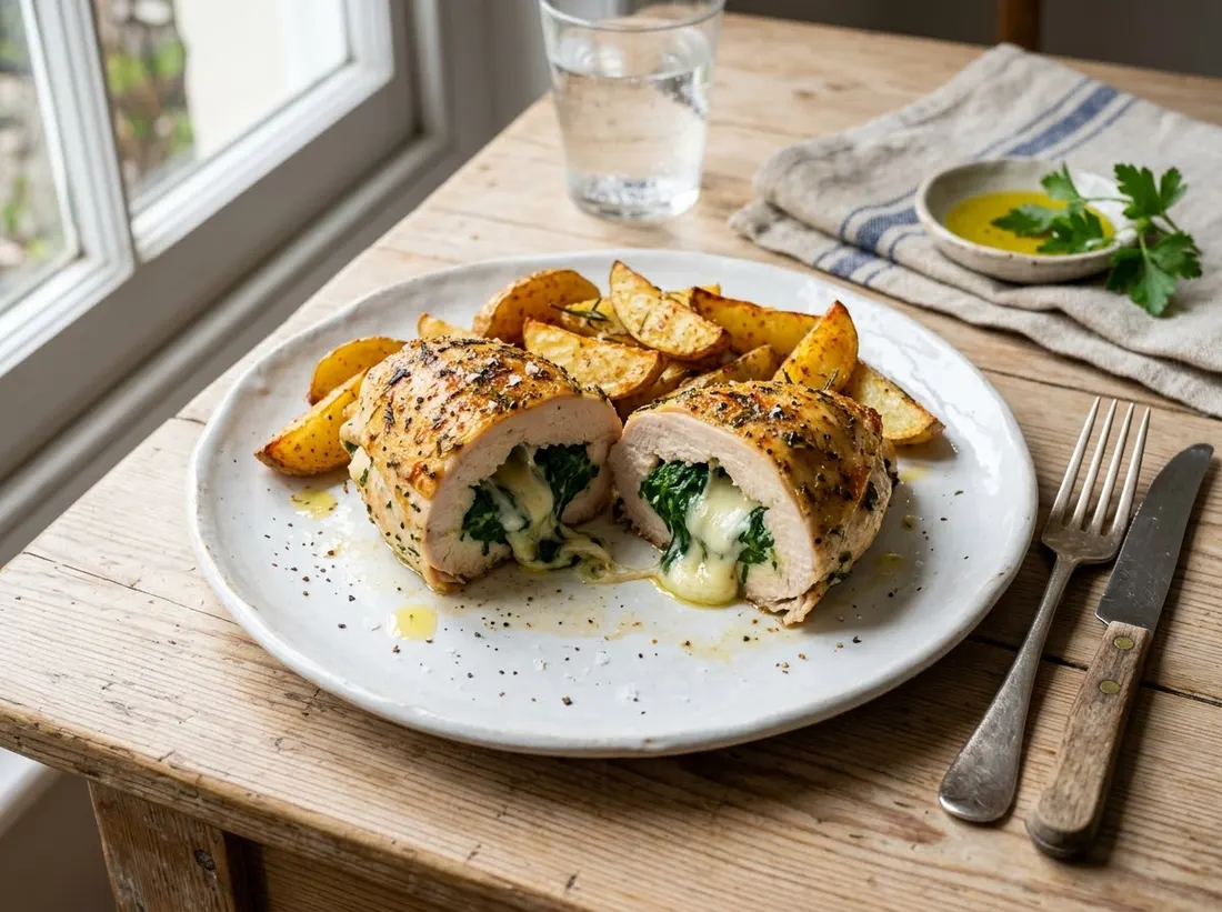 Pechuga rellena de espinacas y queso