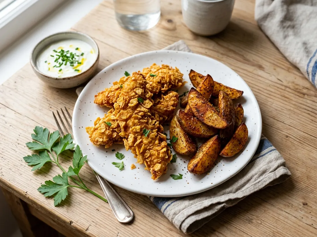Crispy air fryer chicken with potatoes