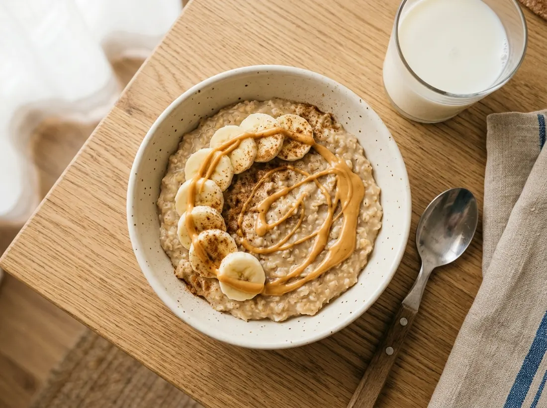 Porridge proteico de avena y plátano